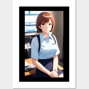 Anime Girl In Office Uniform 01 Posters and Art